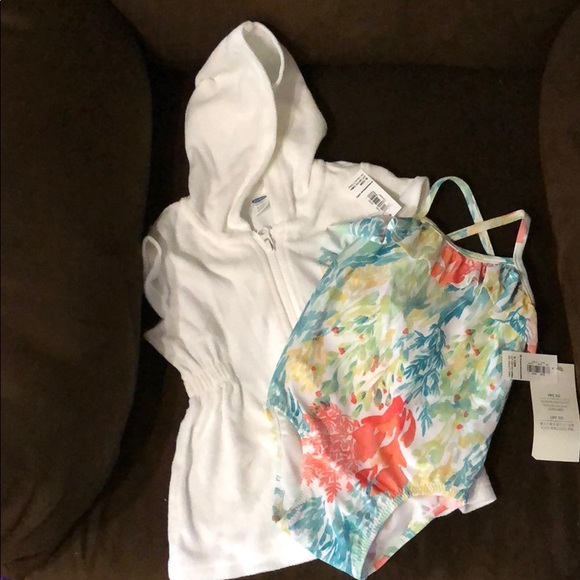 Old Navy Swim Cover Up and Floral Bathing Suit - Picture 1 of 3